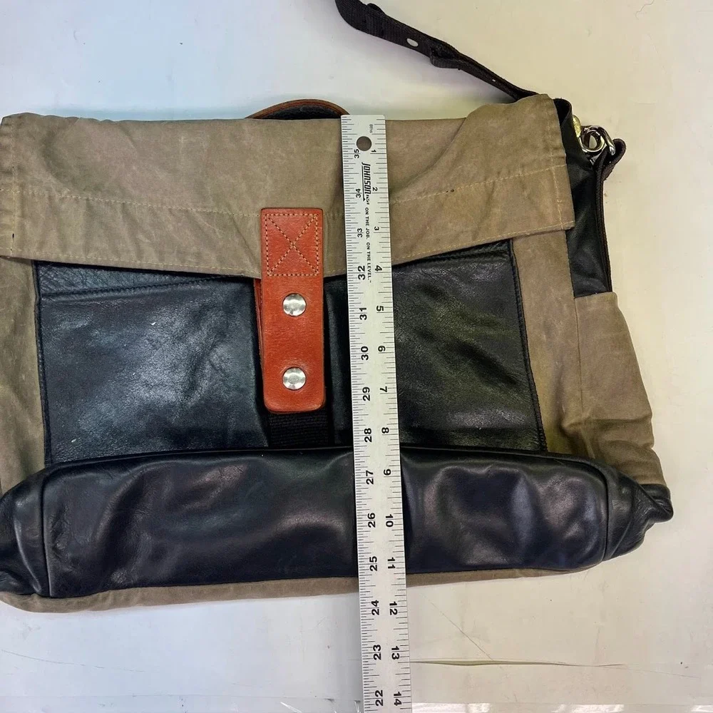 Stein Santa Fe‎ Waxed Canvas Leather Messenger Bag Olive Black Crossbody Satchel